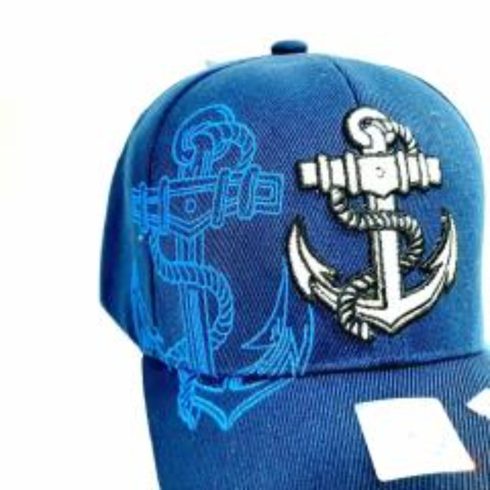 United States Navy Mens Embroidered Anchor Shadow Adjustable Strap Navy Blue - Picture 2 of 4
